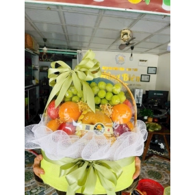 giỏ trái cây màu xanh nhẹ nhàng 