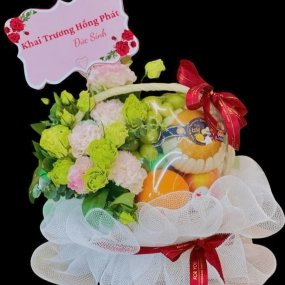 giỏ trái cây + hoa tặng 