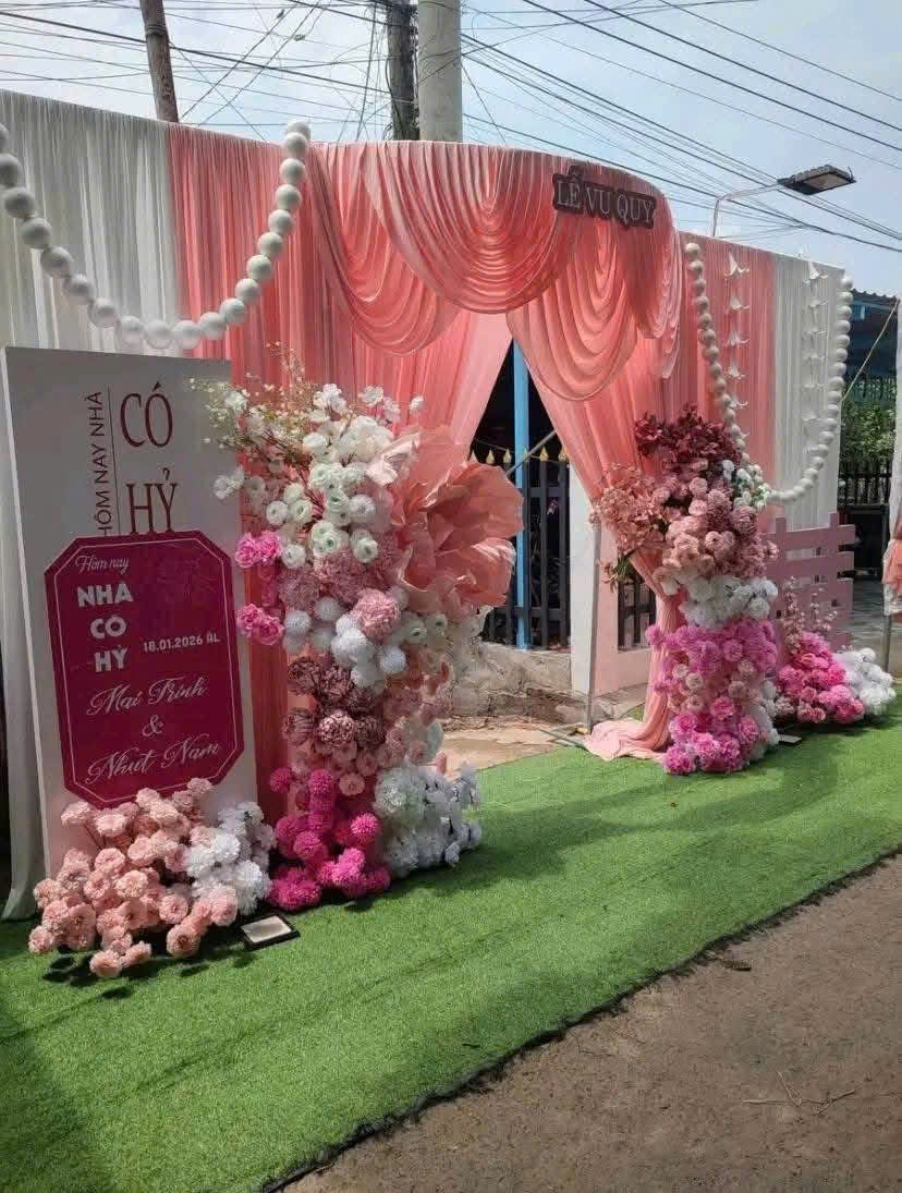 CỔNG HOA CƯỚI HOA LỤA