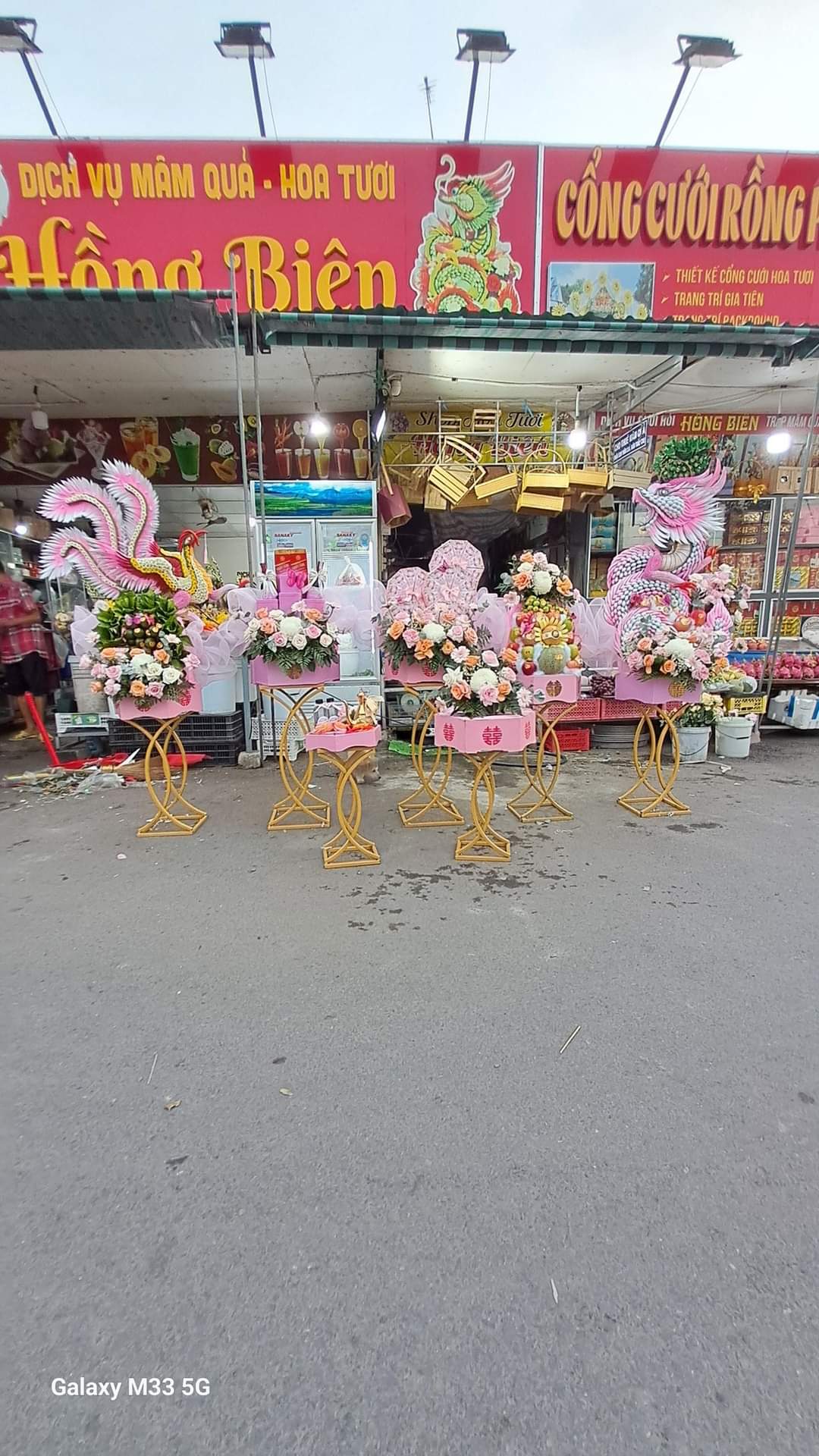 MÂM QUẢ RỒNG PHỤNG MÀU HỒNG 