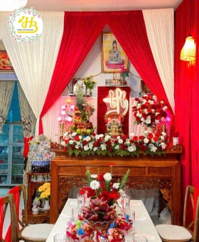 TRANG TRÍ GIA TIÊN TONE ĐỎ ĐẸP