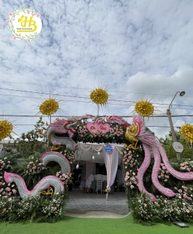cổng rồng phụng tone hồng xinh