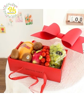 hộp trái cây nhập  khẩu có nơ xinh